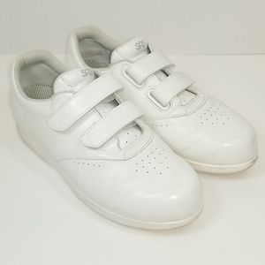 SAS Me Too White Leather Hook and Loop Shoes